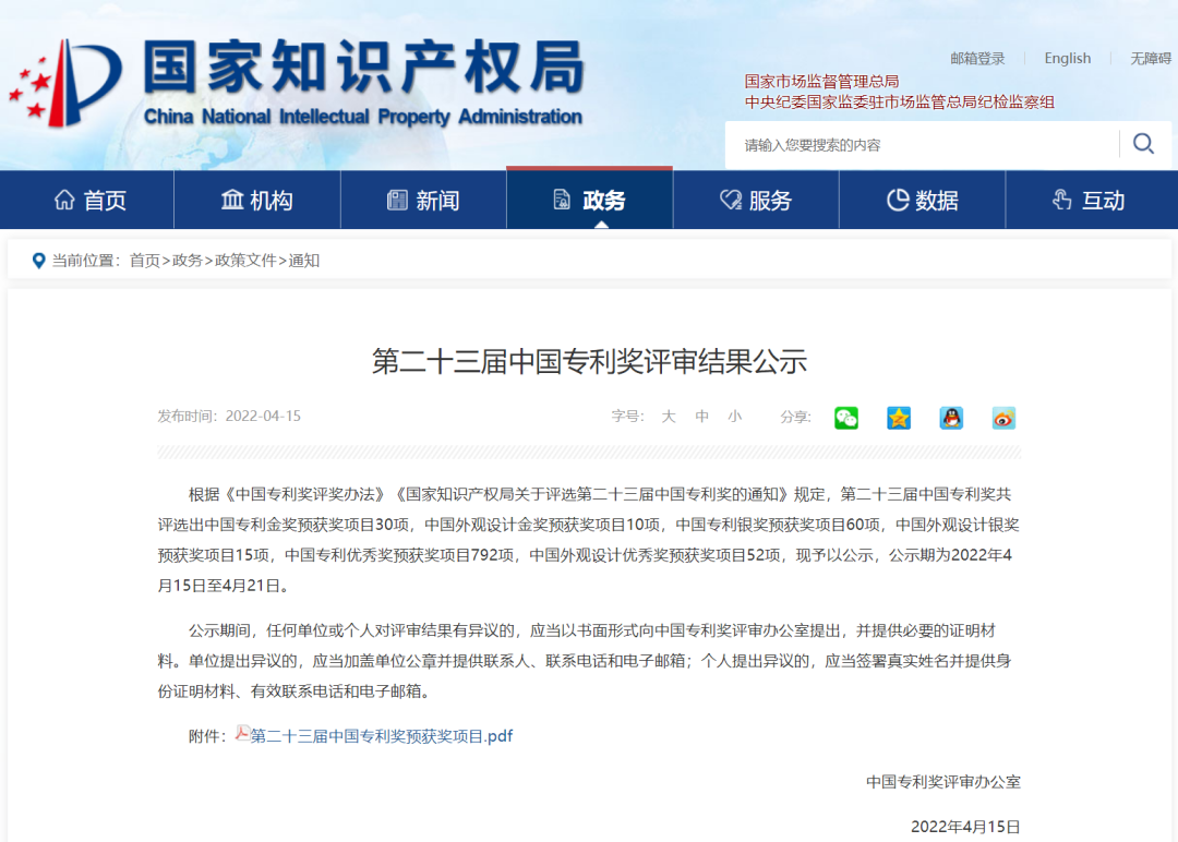 国家级！sbobet利记(中国)信息密码项目荣获国家知识产权局中国专利奖